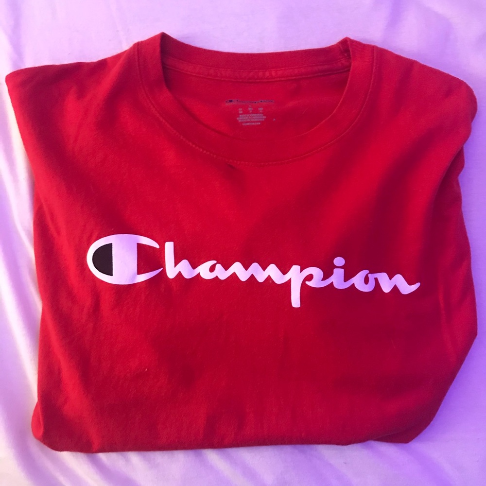 champion men’s red t shirt